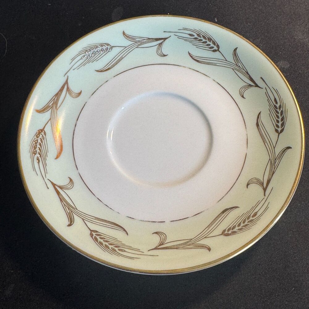 Noritake Alice 5267 Mint Green with Gold Wheat Design China Dessert Plate (5)